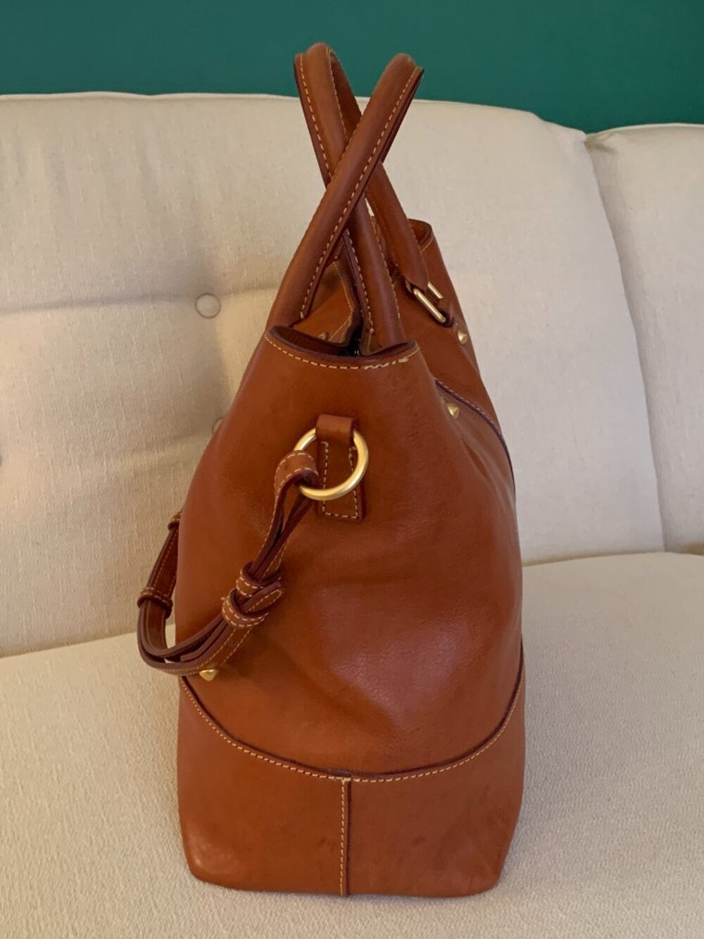 Dooney & Bourke Florentine Chelsea Shopper Tote – Leather Handbag in Natural Tan - Picture 4 of 15